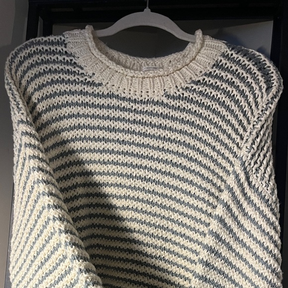 MOTHER Cream and blue Striped Sweater